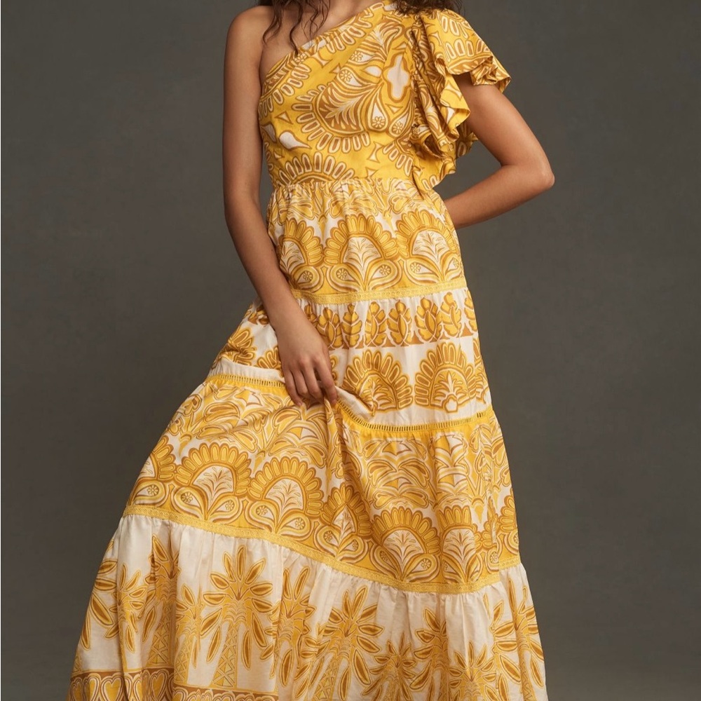 Farm Rio Ainika Tapestry One Shoulder Maxi Dress